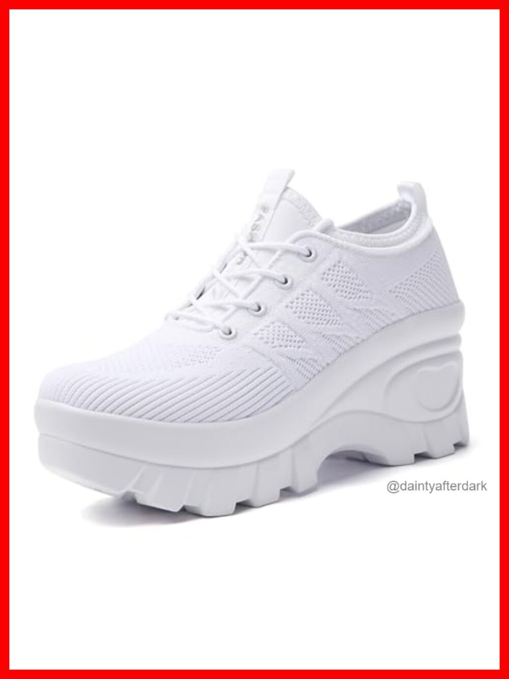 Women's Chunky Platform Knitted Lace Up Lug Sole Orthopedic Walking Shoes